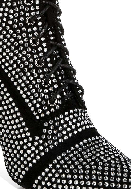 Bitetto Rhinestones Embellished Calf Boots