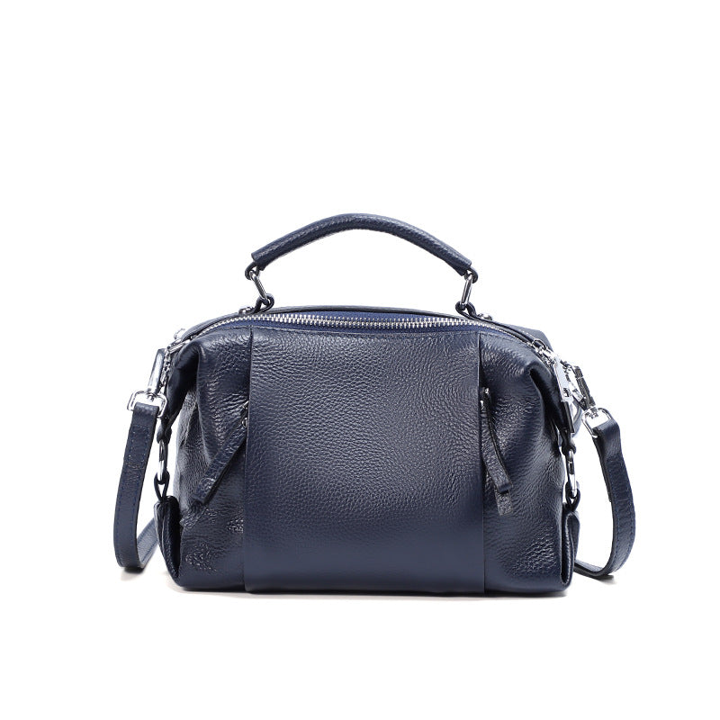 Single-shoulder Solid Color Leather Messenger Bag For Ladies