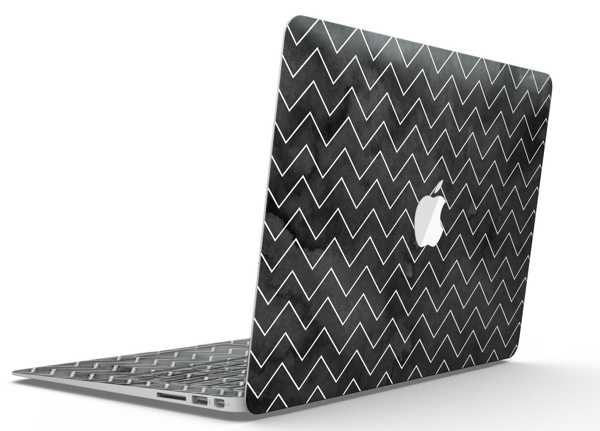 Black Watercolor with White Chevron - MacBook Air Skin Kit