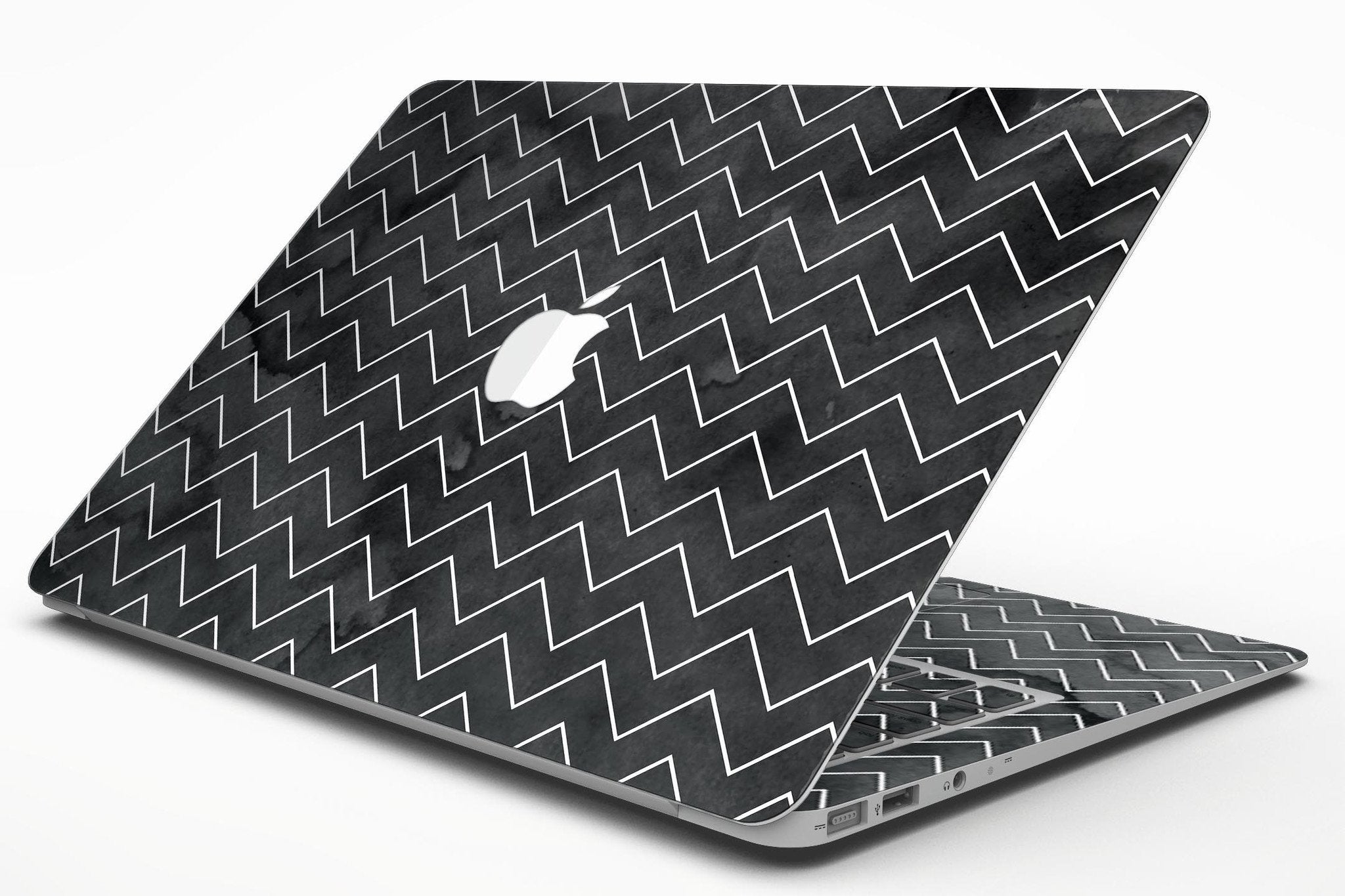 Black Watercolor with White Chevron - MacBook Air Skin Kit