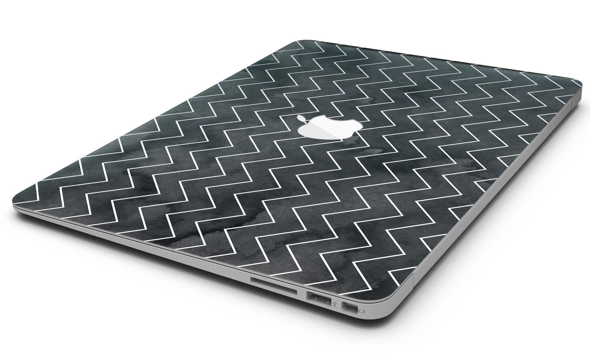 Black Watercolor with White Chevron - MacBook Air Skin Kit