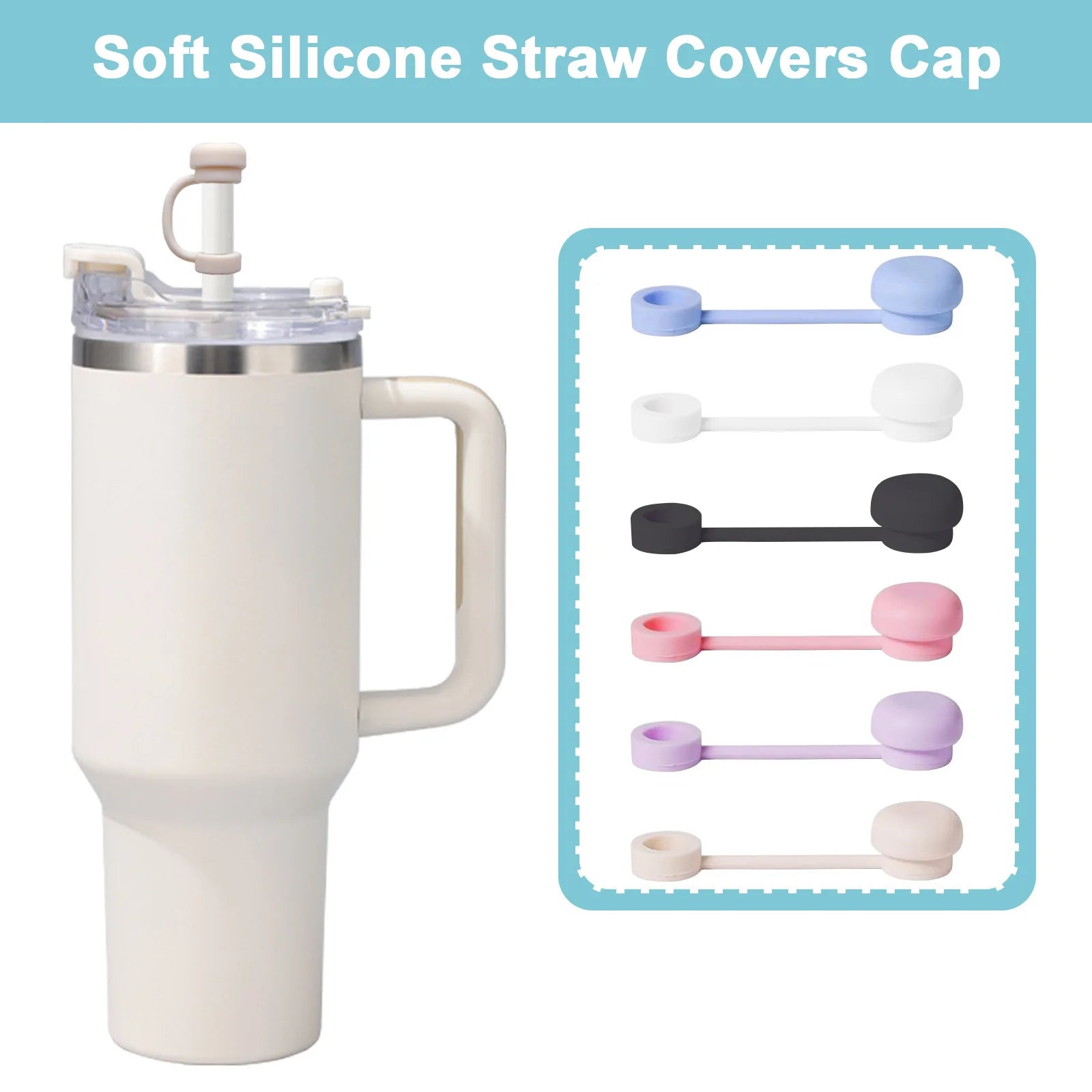 2024Straw Covers Cap Reusable Silicone Straw Toppers For Stanley Cup