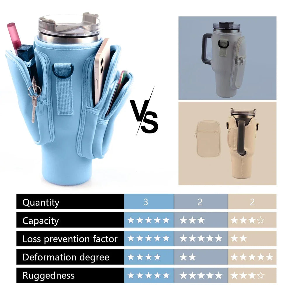 30oz 40oz Insulated Water Bottle Cover for Stanley Cup with Pouch