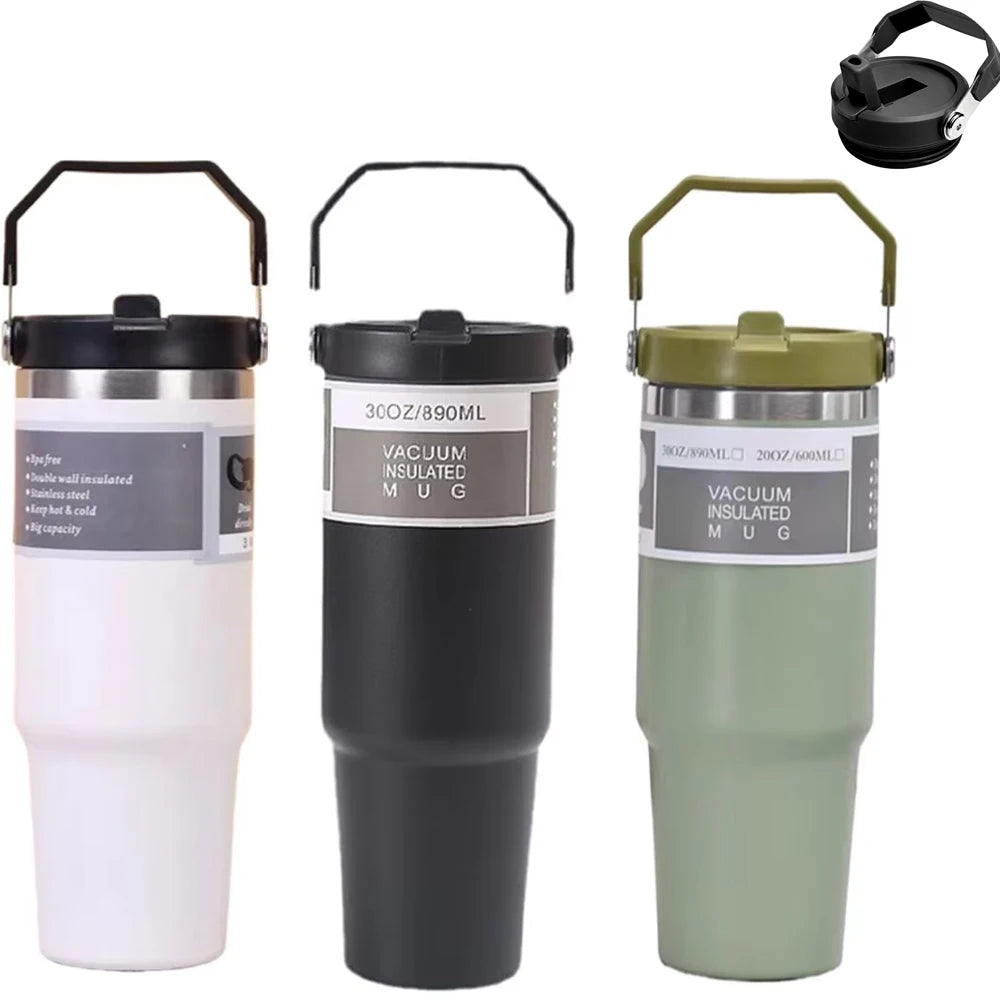 30 Oz Stainless Steel Thermos Mug Tritan Material Double Layer Vacuum