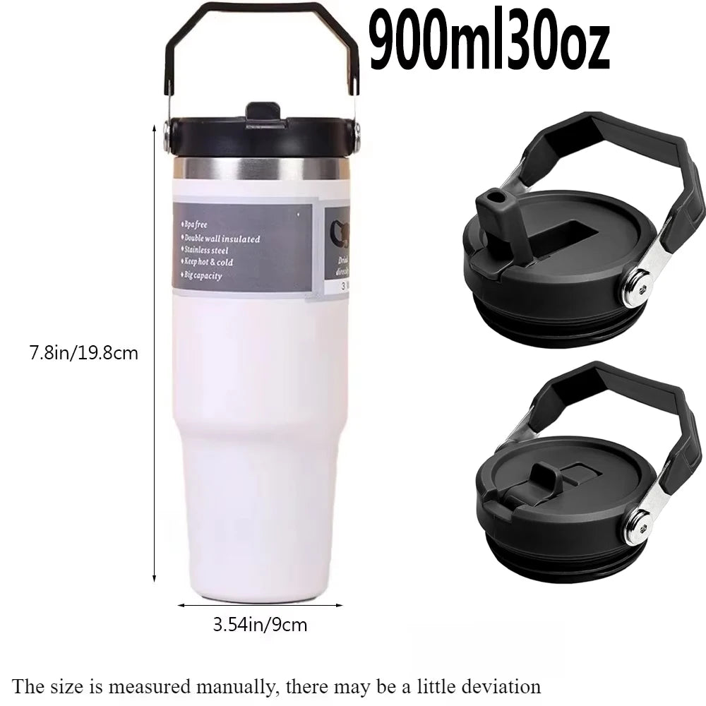 30 Oz Stainless Steel Thermos Mug Tritan Material Double Layer Vacuum