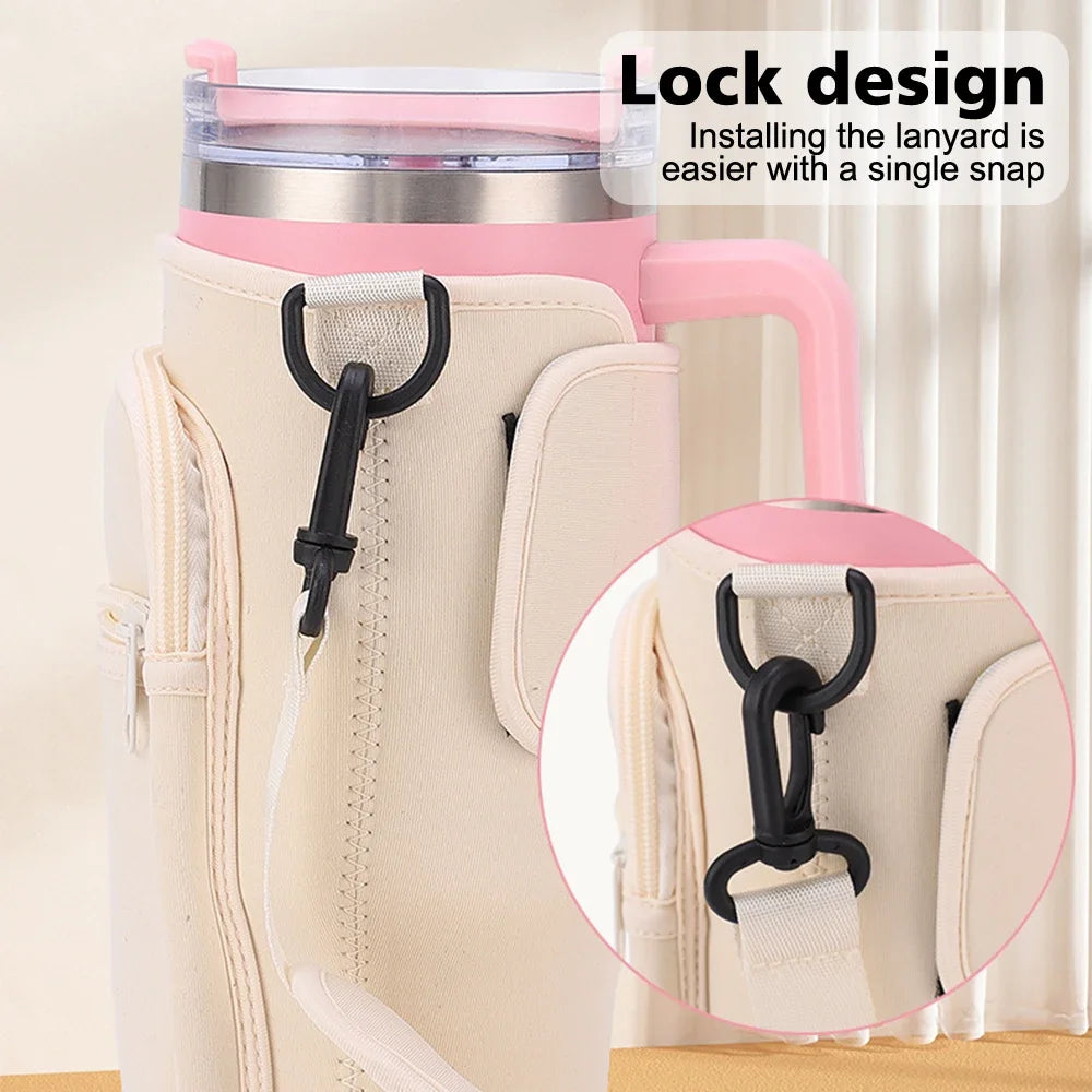 40oz Water Bottle Carrier Bag For Stanley Quencher Cup Sleeve