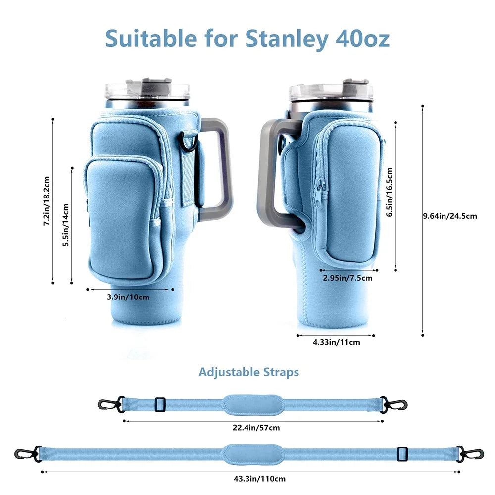 30oz 40oz Insulated Water Bottle Cover for Stanley Cup with Pouch
