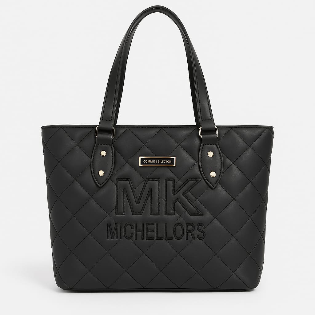Quilted Tote Bag with Dual Handle (Black)