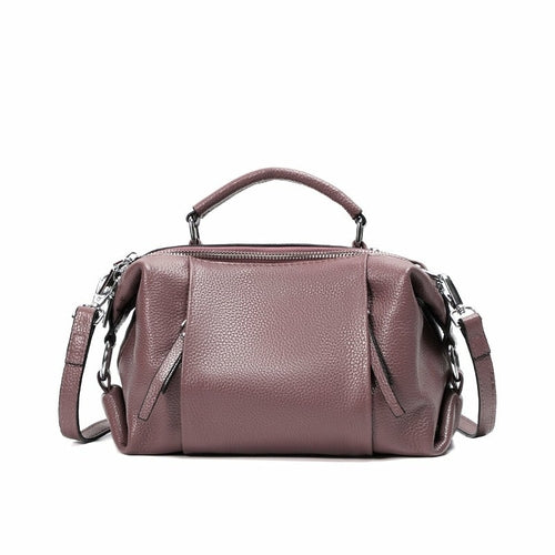 Single-shoulder Solid Color Leather Messenger Bag For Ladies