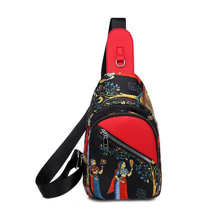 Ladies Fashionable Canvas Printed Chest Bag