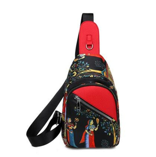 Ladies Fashionable Canvas Printed Chest Bag