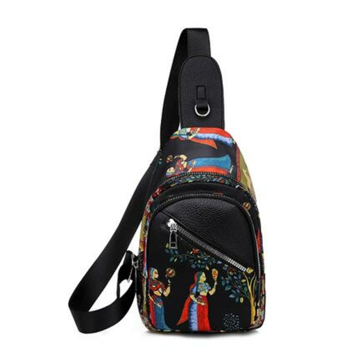 Ladies Fashionable Canvas Printed Chest Bag