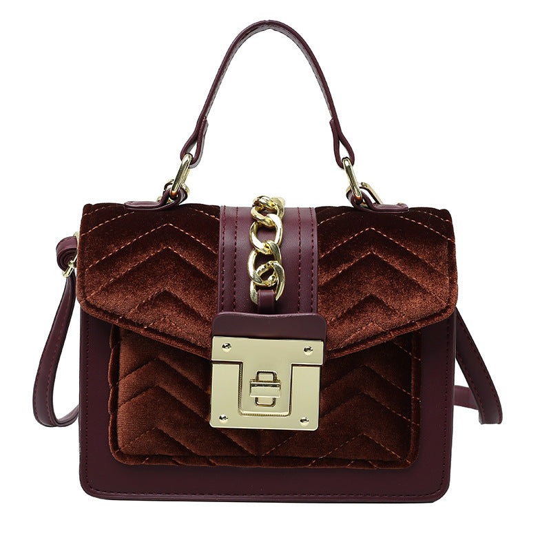 Fashion Velvet Lady's One-shoulder Small Messenger Bag