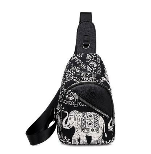 Ladies Fashionable Canvas Printed Chest Bag