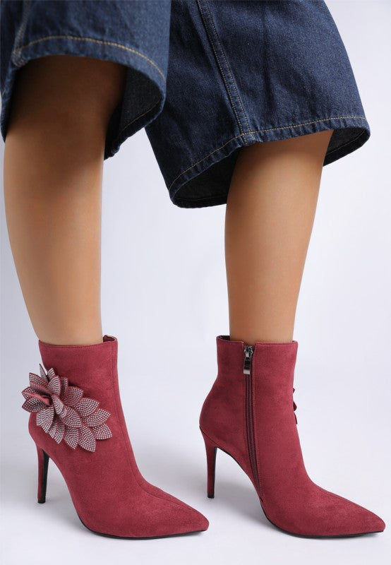 Yarrow Rhinestones Petal Detail Boots
