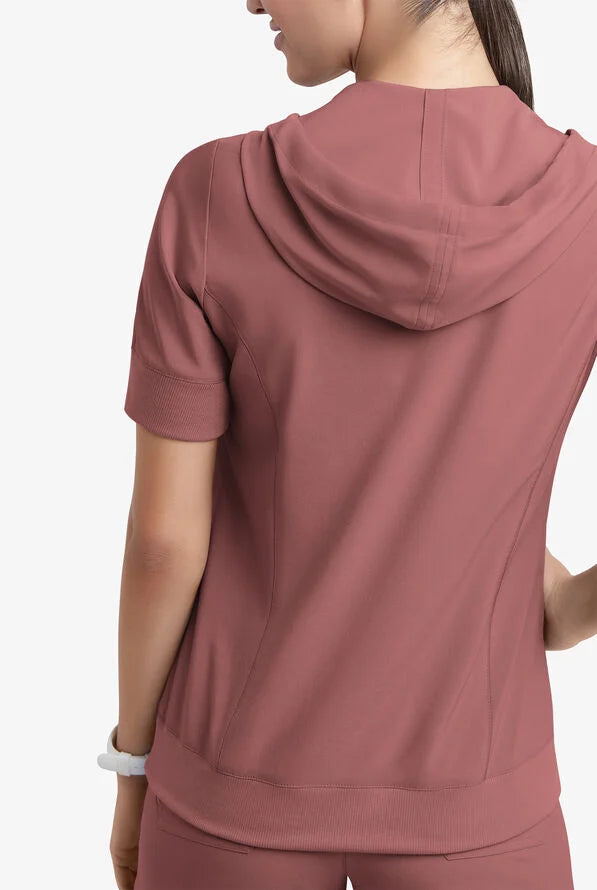 Easy STRETCH True Women's 3-Pocket Short Sleeve Pull-Over Scrub Hoodie