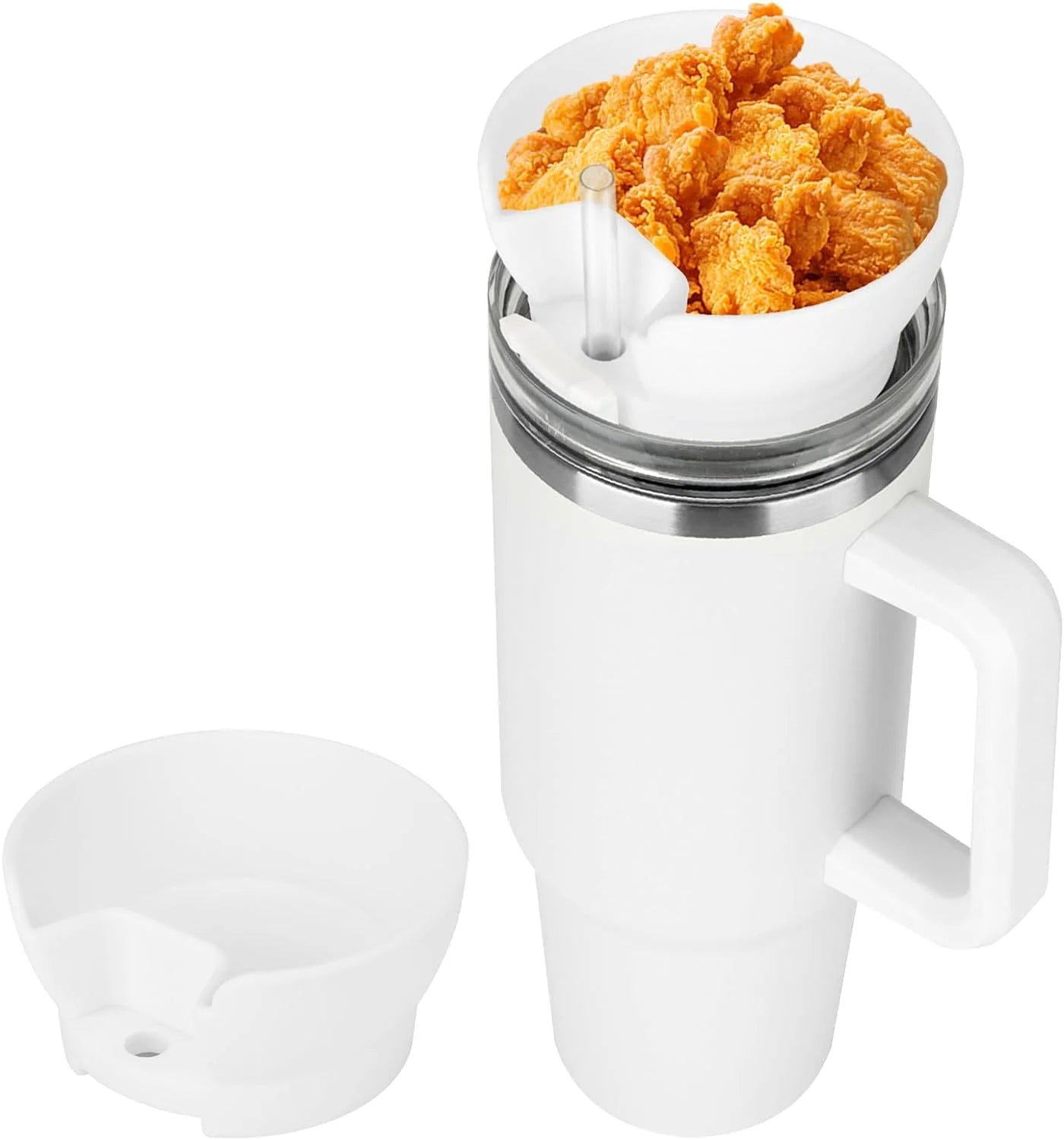 Snack Bowl for Stanley 40oz Tumbler with Handle Snack Tray With Straw