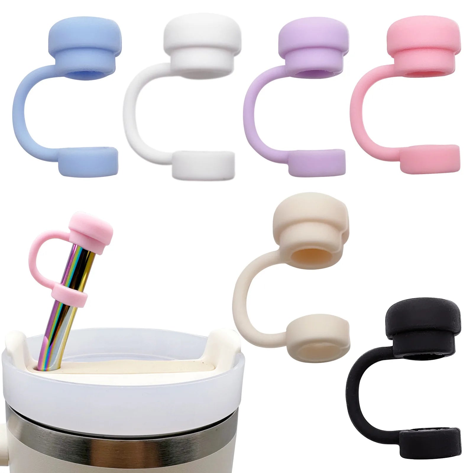 2024Straw Covers Cap Reusable Silicone Straw Toppers For Stanley Cup