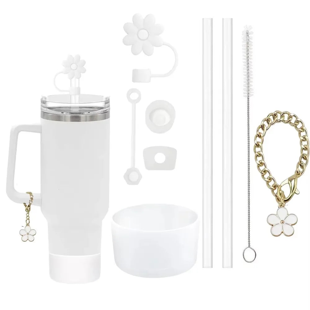 9pcs Accessories Set 3 Spill Proof Stopper Flowers Straw Cover Boot 2