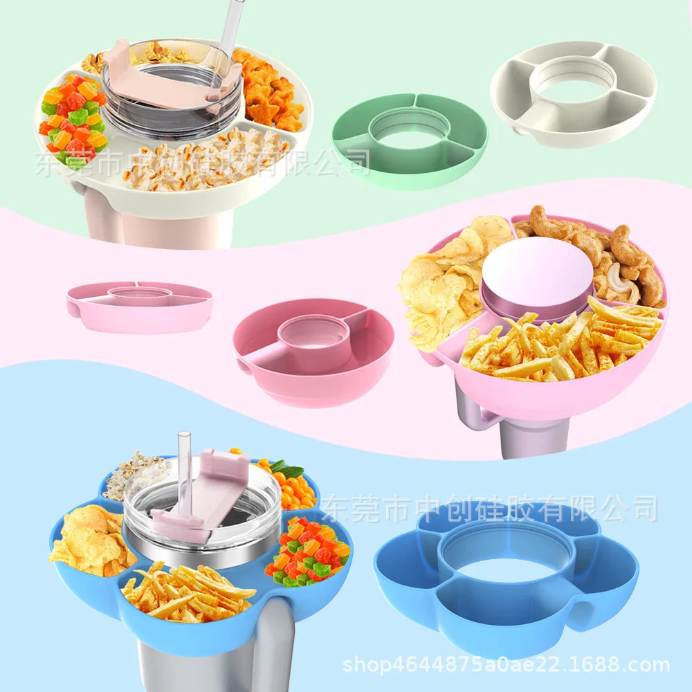 silicone portable flower snack fruit cup bottle fruit dishs tray pan
