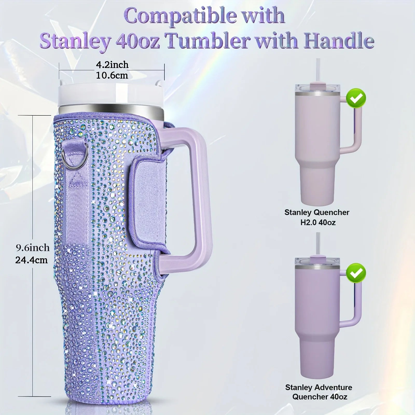 6 colors shiny rhinestone Lanyard cup protection case bag vacuum