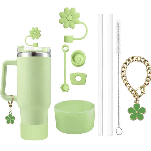 9pcs Accessories Set 3 Spill Proof Stopper Flowers Straw Cover Boot 2