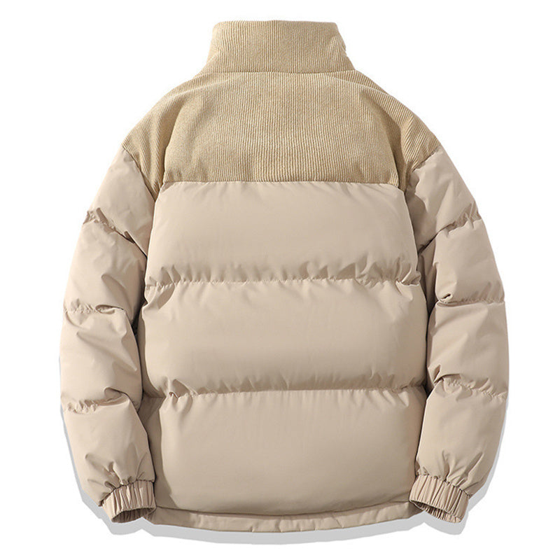 Winter Stand Collar Contrast-colored Coat Cotton Padded Jacket For Men