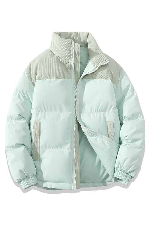Winter Stand Collar Contrast-colored Coat Cotton Padded Jacket For Men