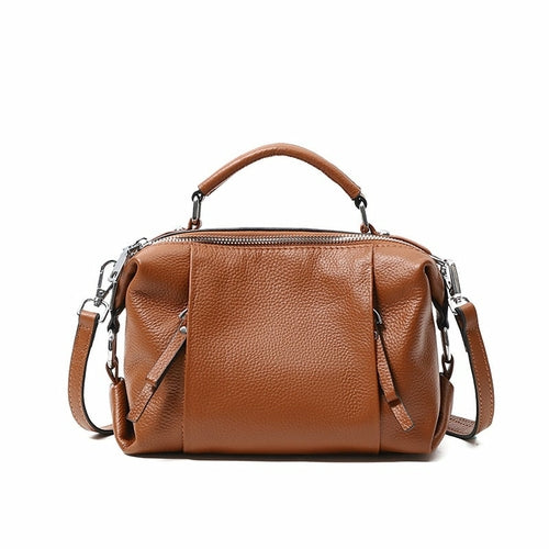 Single-shoulder Solid Color Leather Messenger Bag For Ladies