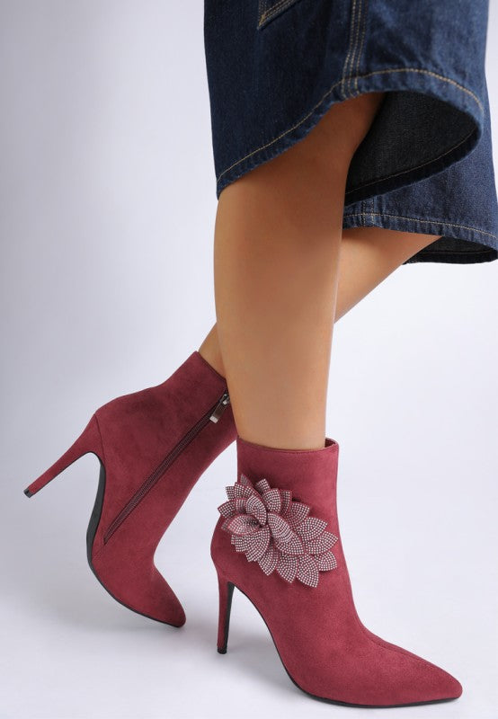 Yarrow Rhinestones Petal Detail Boots